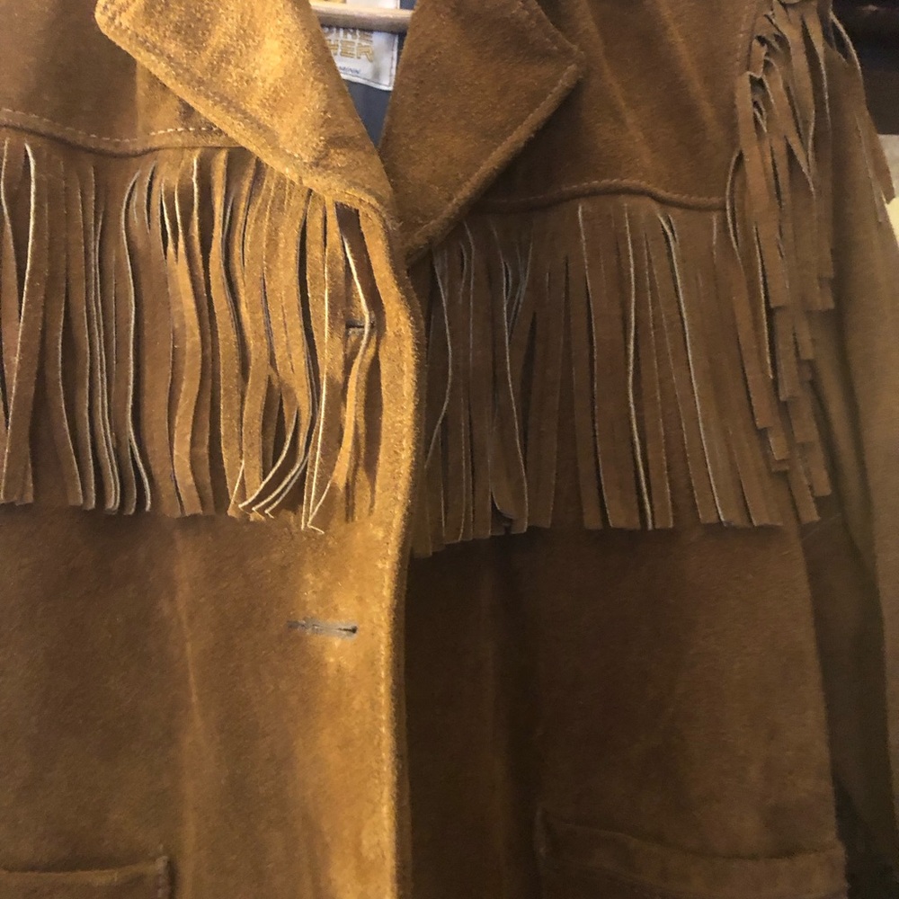 Vintage Genuine iconic fringe suede Leather Jacket -fits like small Sz 8 - Picture 4 of 7